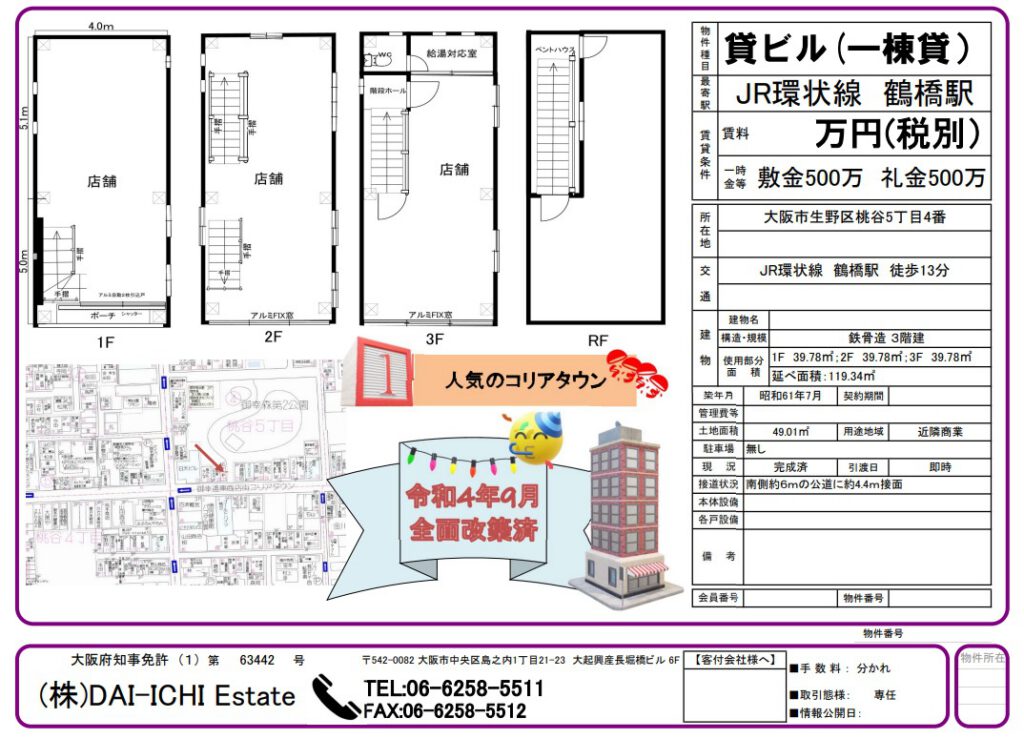 コリアタウン一棟貸ビル
