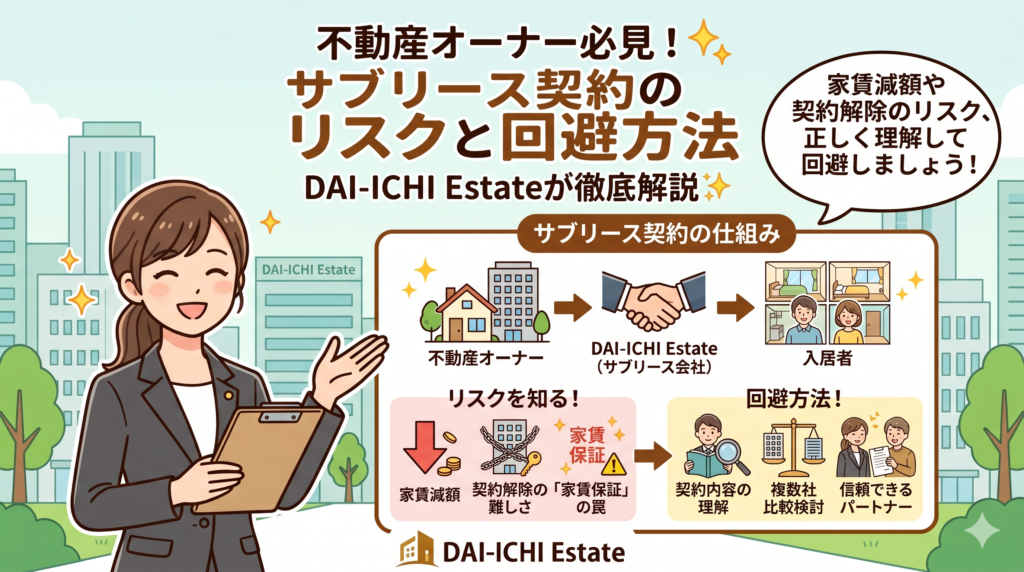 不動産オーナー必見！サブリース契約のリスクと回避方法をDAI-ICHI Estateが徹底解説✨